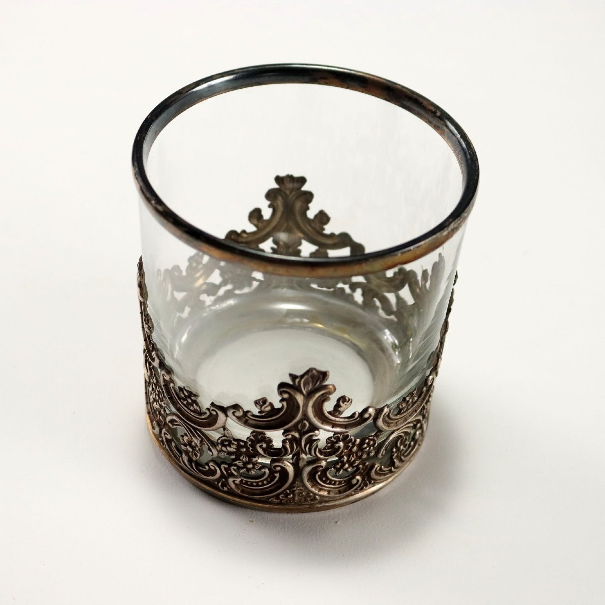 Gruppo di Sei Bicchieri Vetro e Argento Manifattura Milanese Italia Anni '60-photo-3