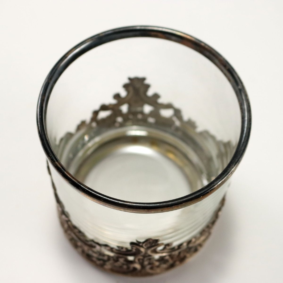 Gruppo di Sei Bicchieri Vetro e Argento Manifattura Milanese Italia Anni '60-photo-1