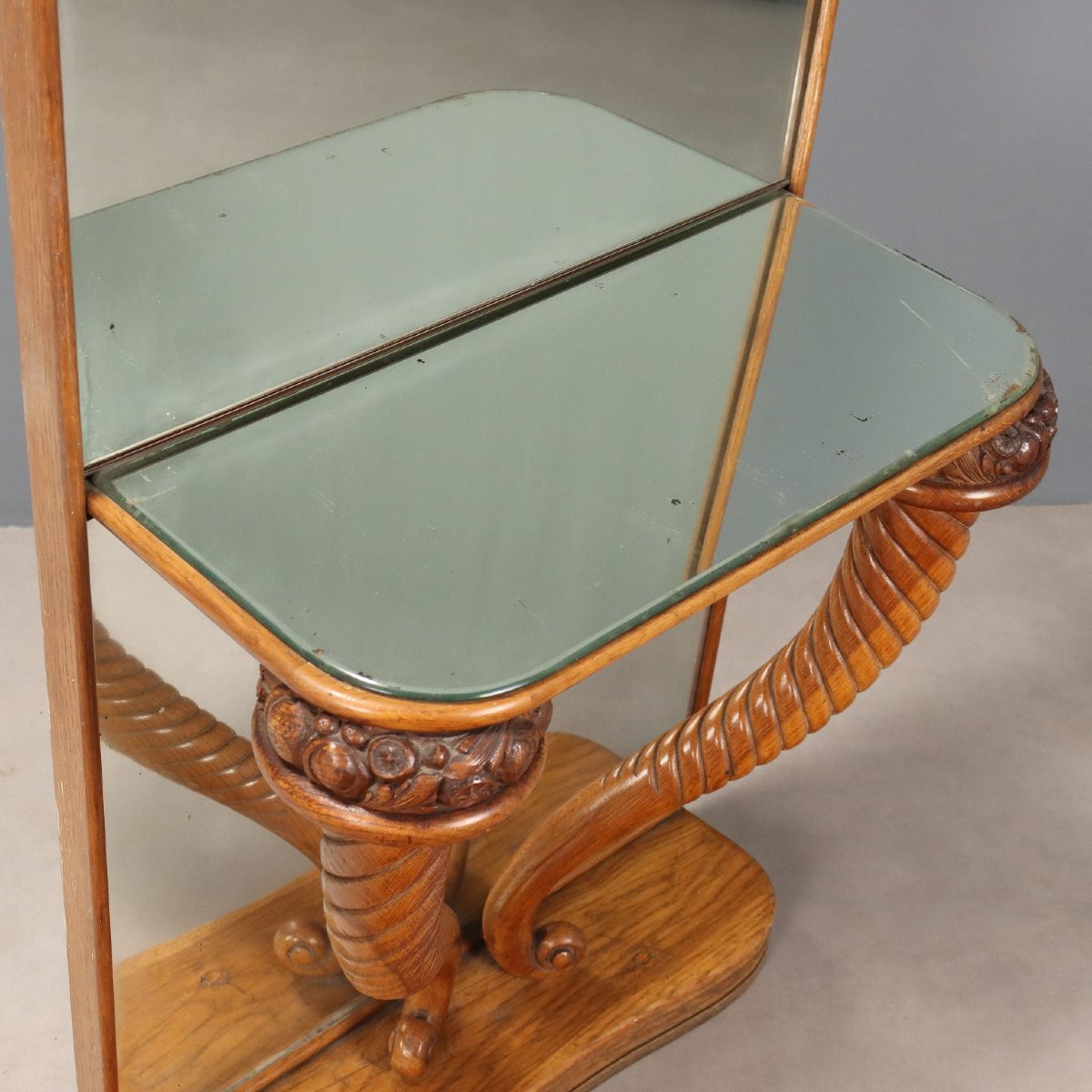 Consolle in Rovere con Specchio Italia Prima Metà XX Secolo-photo-4