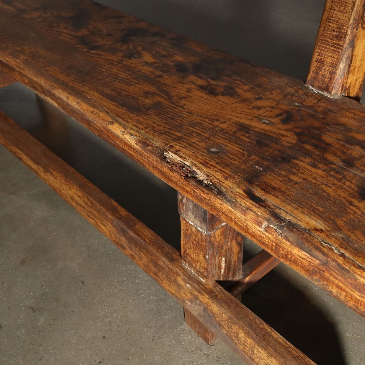 Coppia di Panche in Castagno Italia Inizio XX Secolo-photo-4