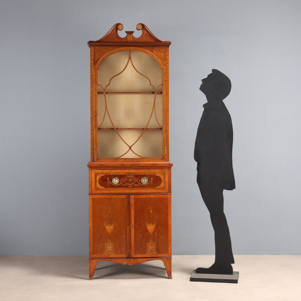 Libreria in Mogano riccamente Intarsiata Inghilterra Inizio XX Secolo-photo-2