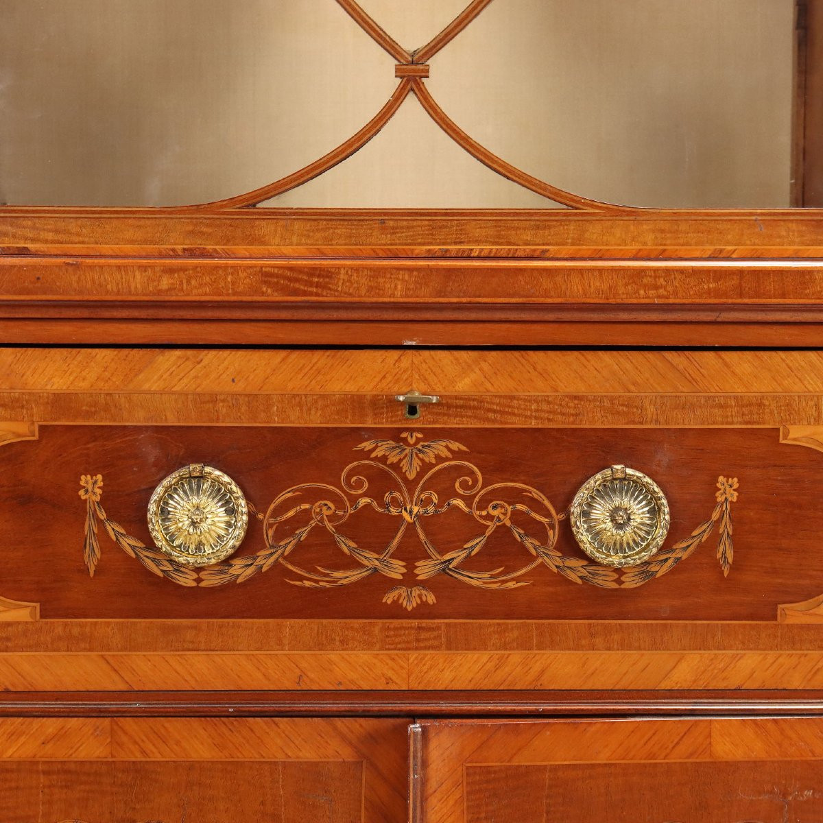 Libreria in Mogano riccamente Intarsiata Inghilterra Inizio XX Secolo-photo-4