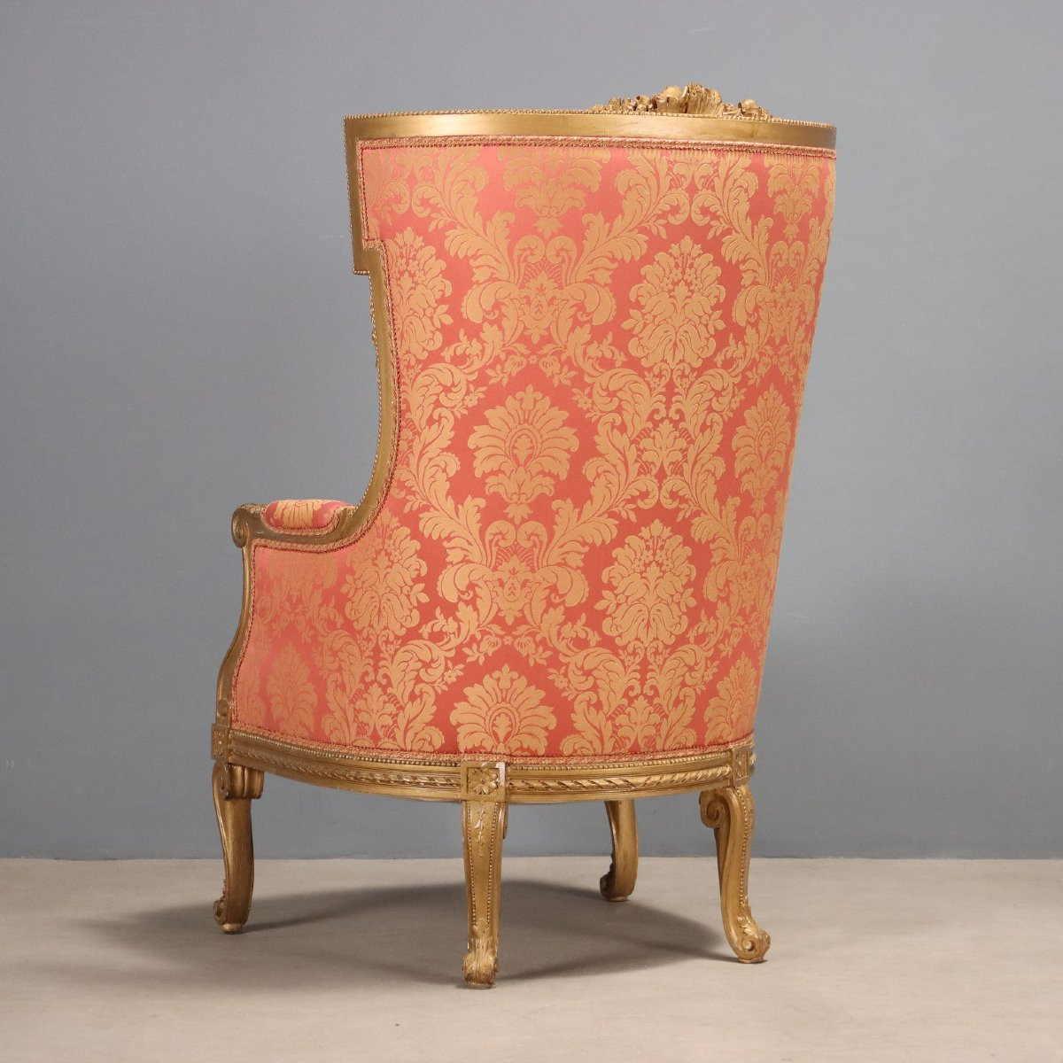 Poltrona in Legno Intagliato e Dorato Italia Fine XIX Secolo-photo-7