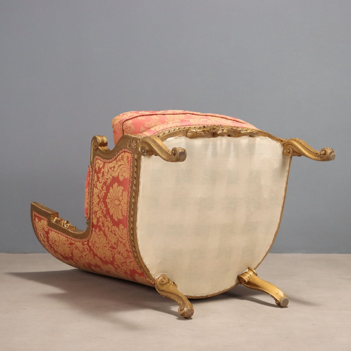 Poltrona in Legno Intagliato e Dorato Italia Fine XIX Secolo-photo-8