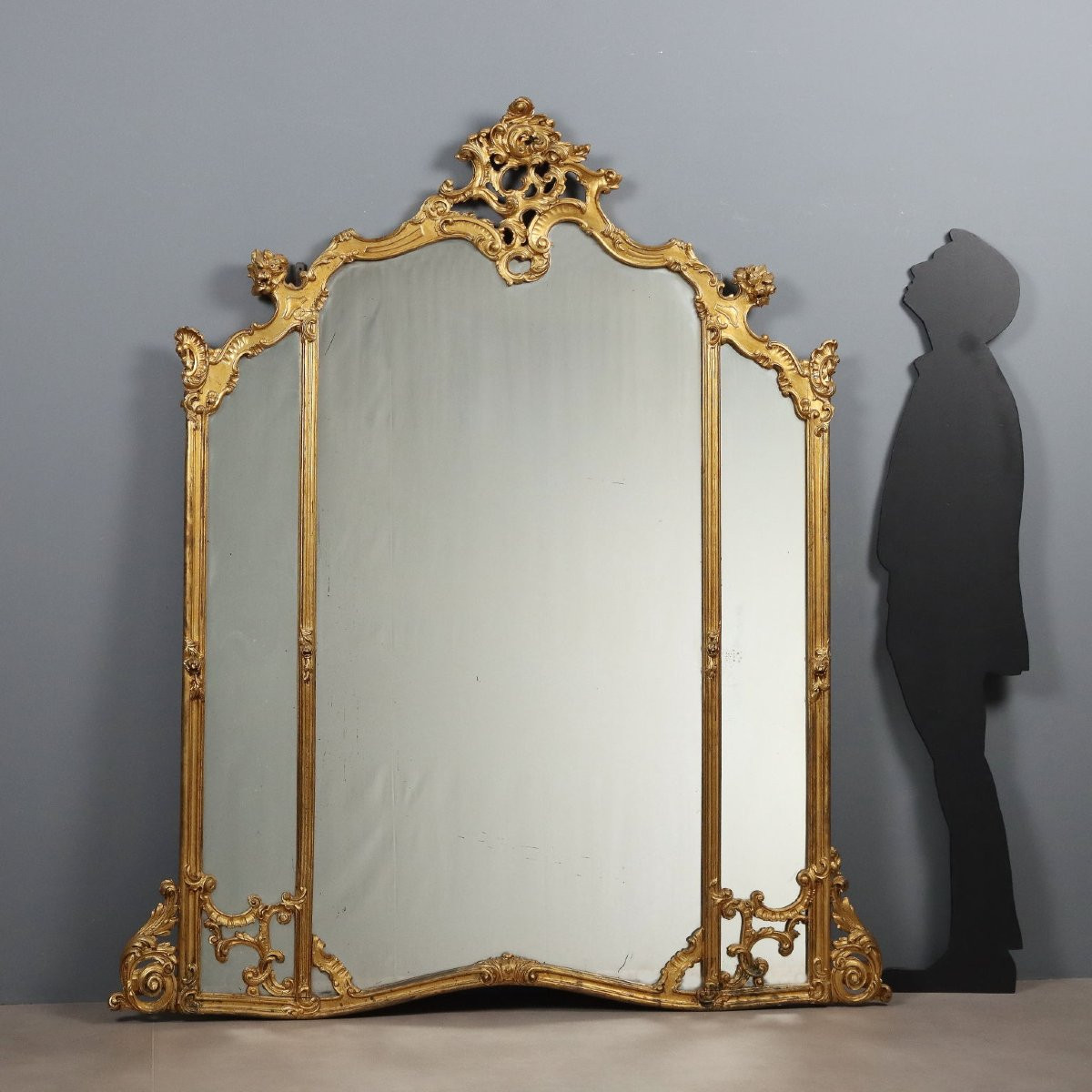 Specchiera in Legno Intagliato e Dorato Italia, XIX Secolo-photo-2