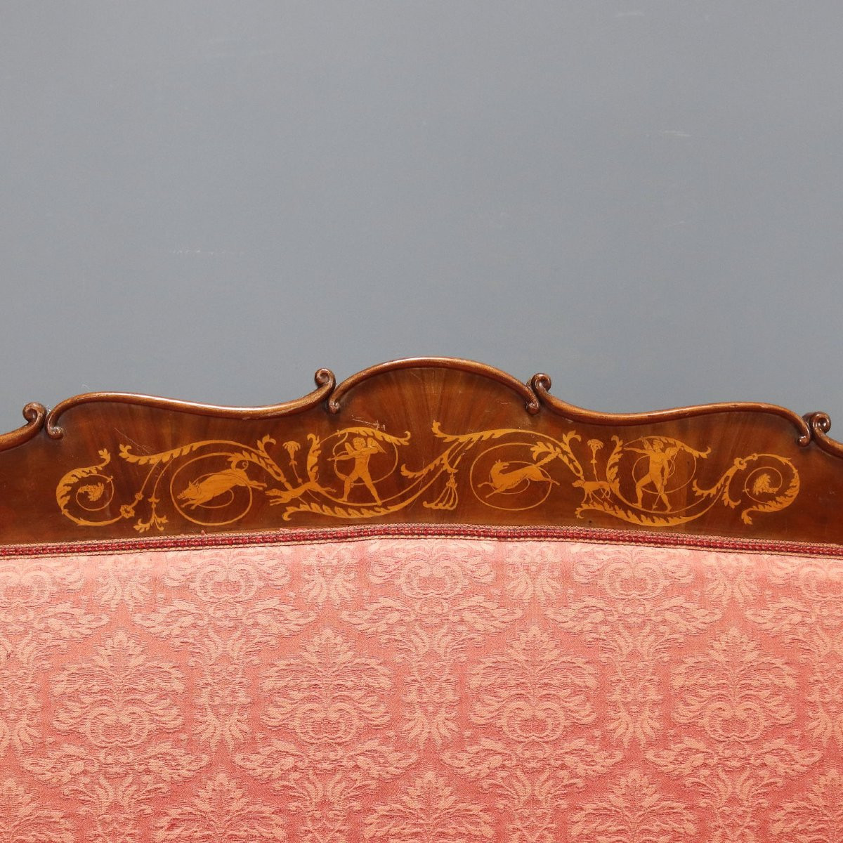 Divano Carlo X in Mogano con Intarsi in Acero Italia Prima Metà XIX Secolo-photo-4