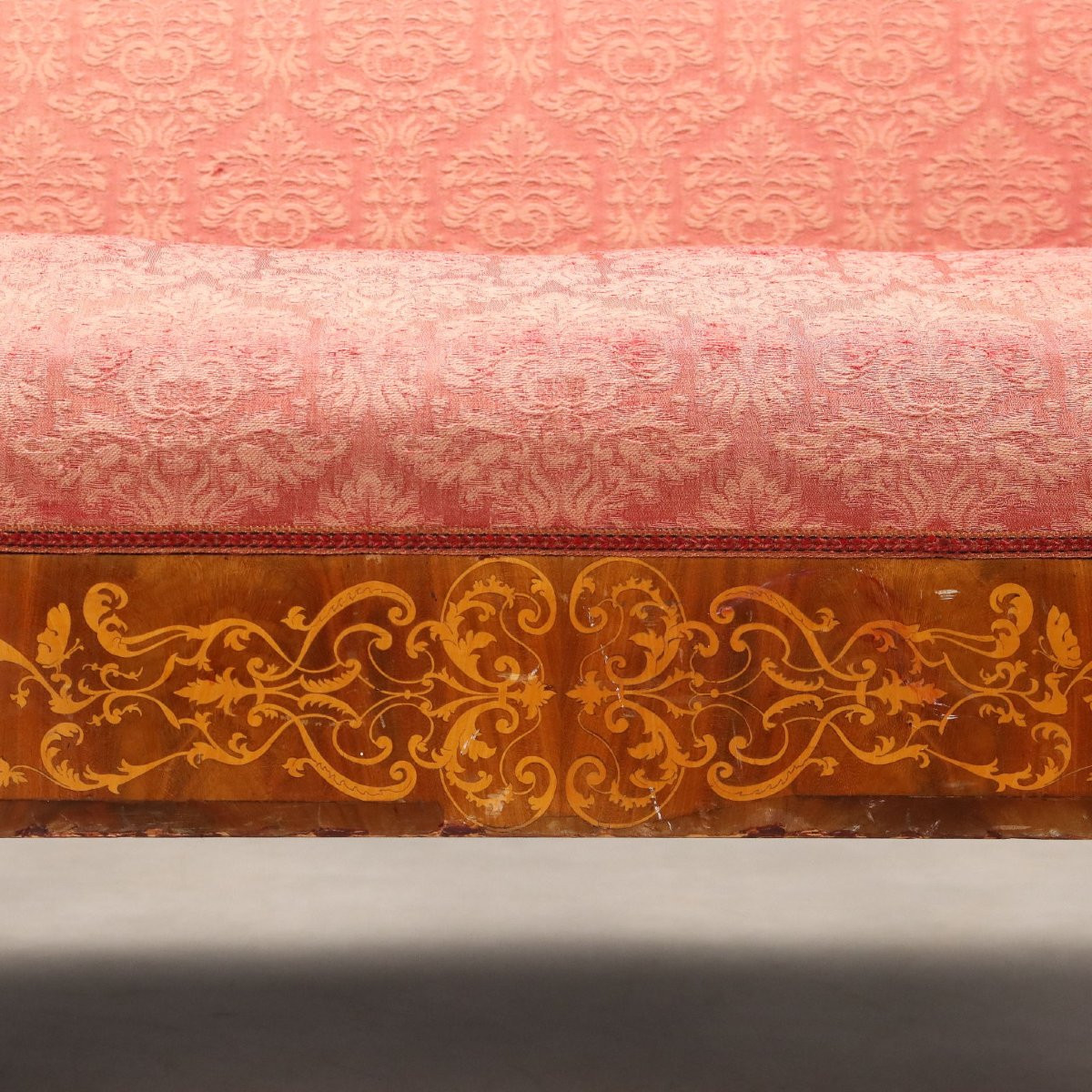 Divano Carlo X in Mogano con Intarsi in Acero Italia Prima Metà XIX Secolo-photo-1