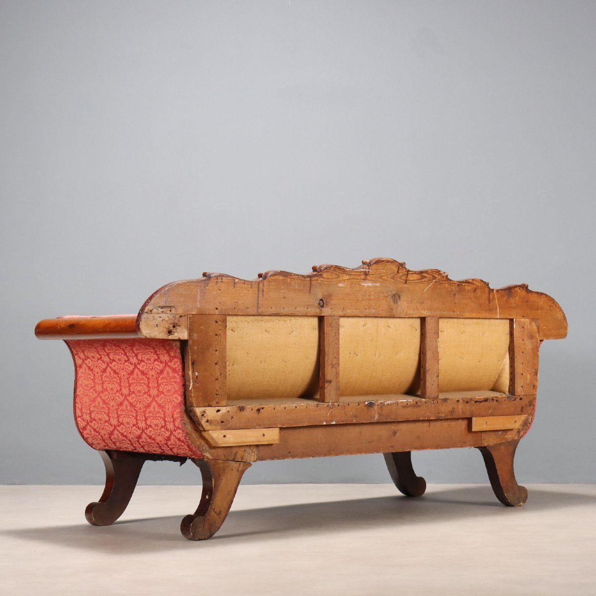 Divano Carlo X in Mogano con Intarsi in Acero Italia Prima Metà XIX Secolo-photo-5