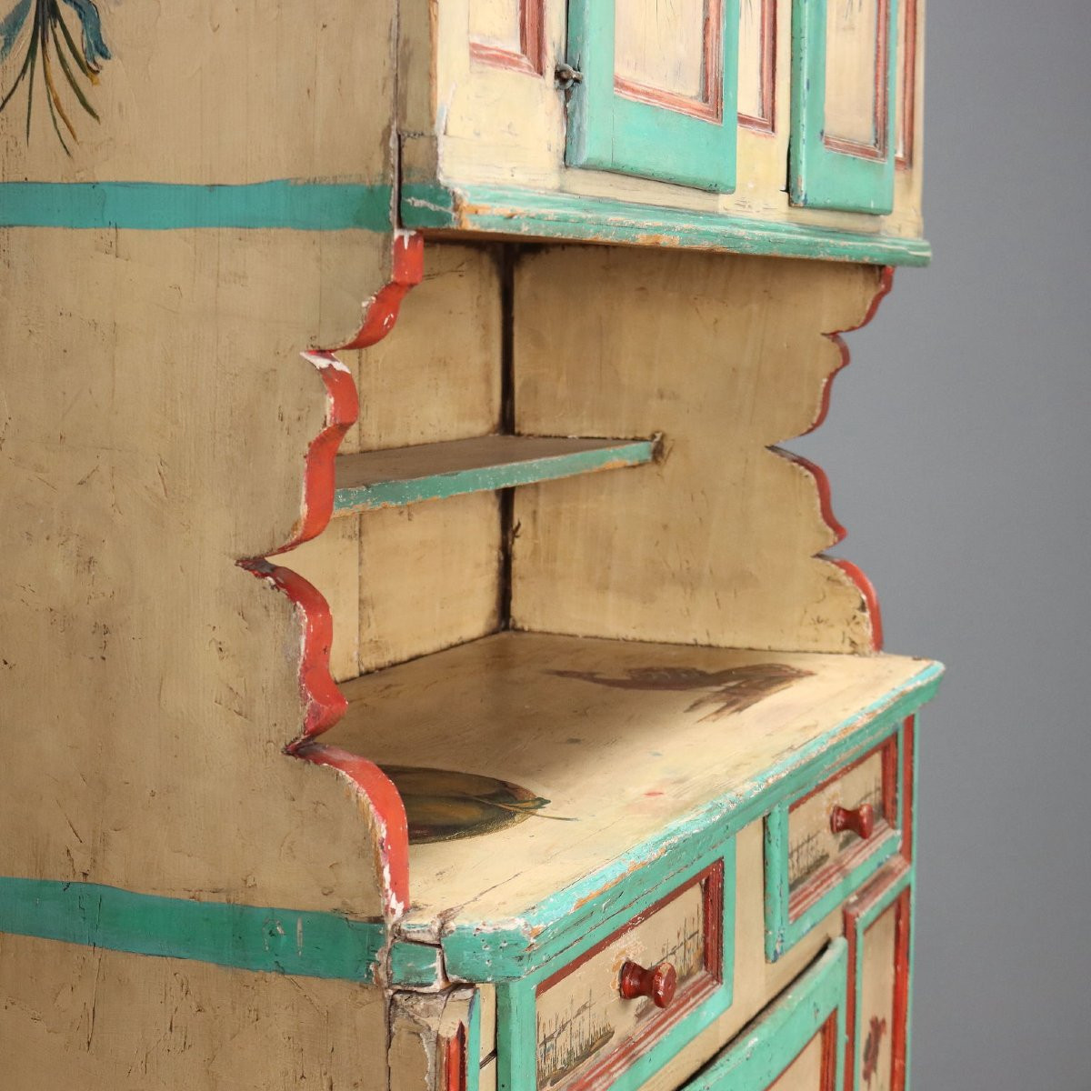 Credenza in Abete Laccata Romania Fine XIX Secolo-photo-2