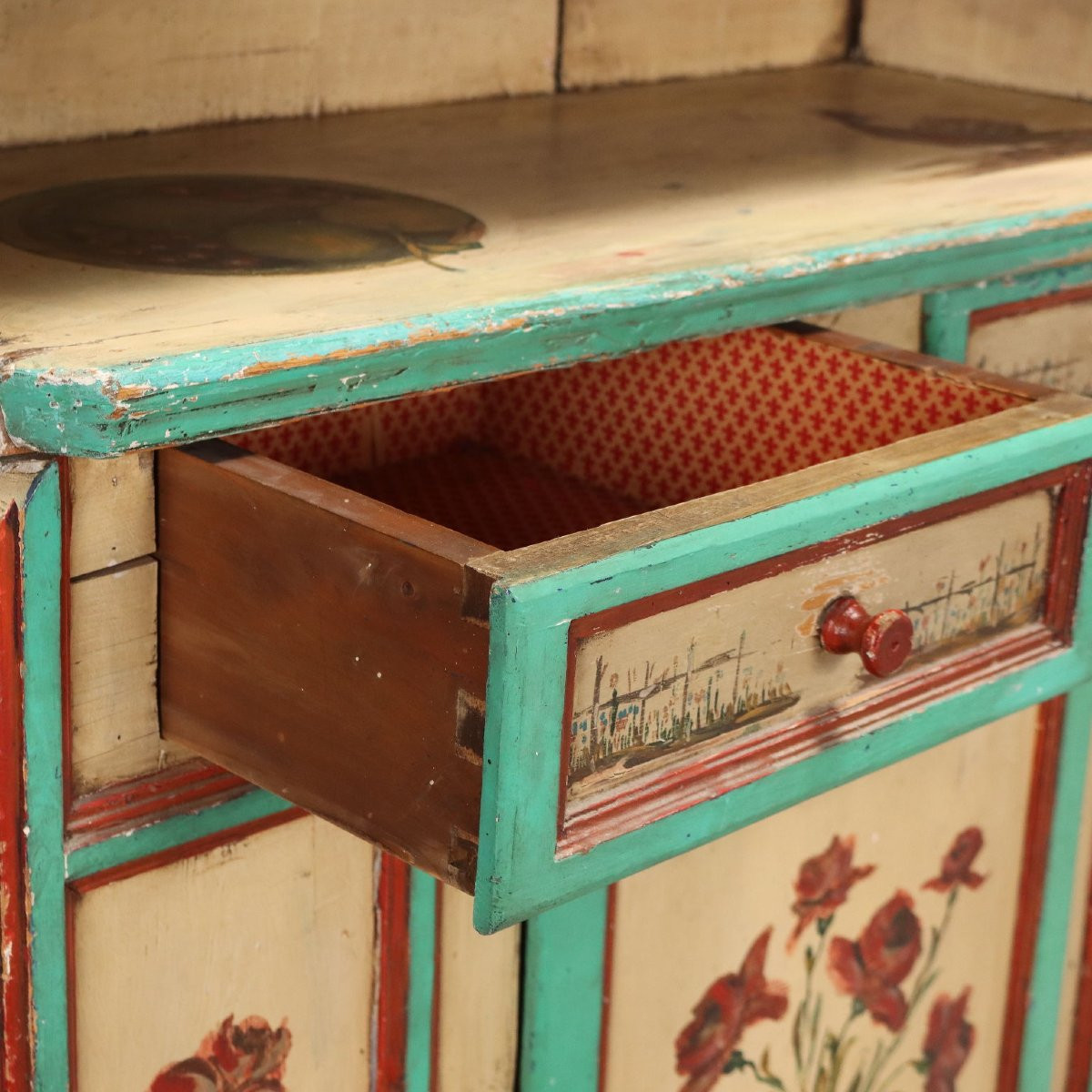 Credenza in Abete Laccata Romania Fine XIX Secolo-photo-3