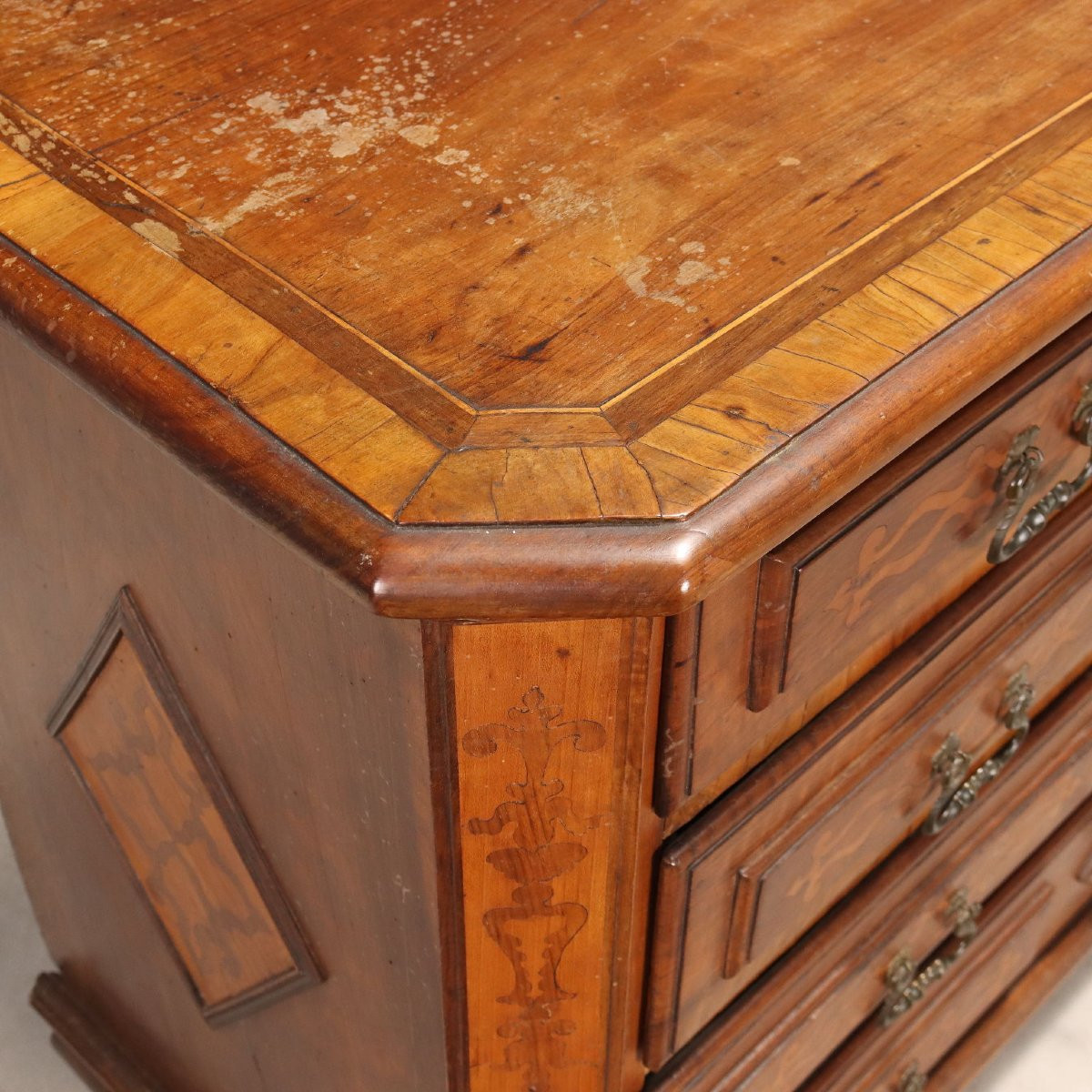 Cassettone Barocco in Noce e Ulivo Piemonte XVIII Secolo-photo-1