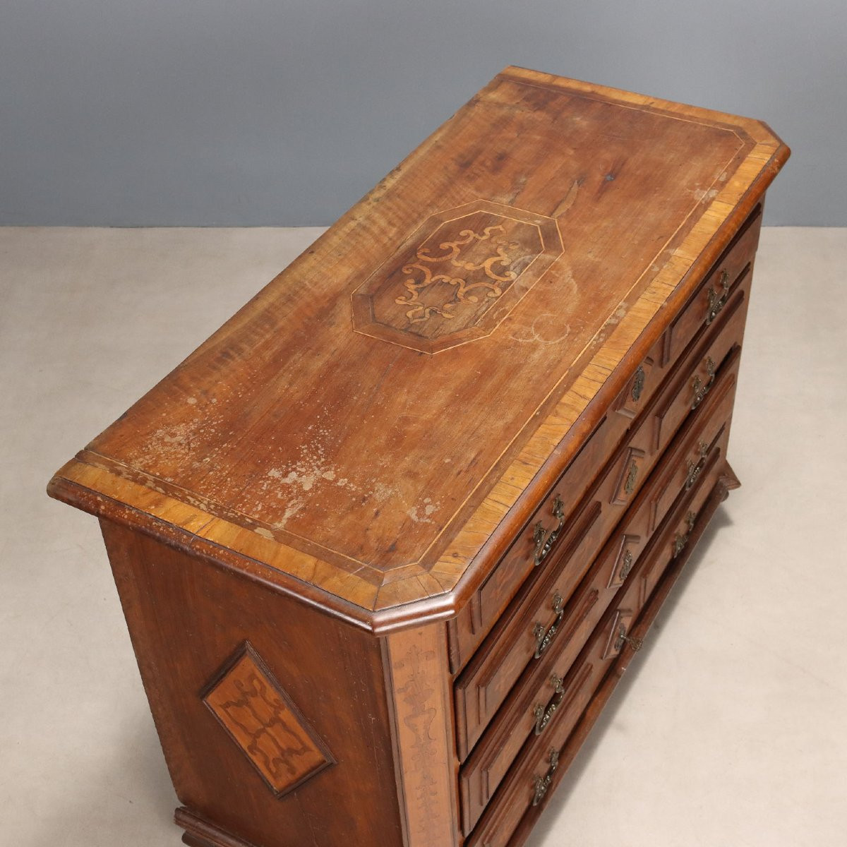 Cassettone Barocco in Noce e Ulivo Piemonte XVIII Secolo-photo-6