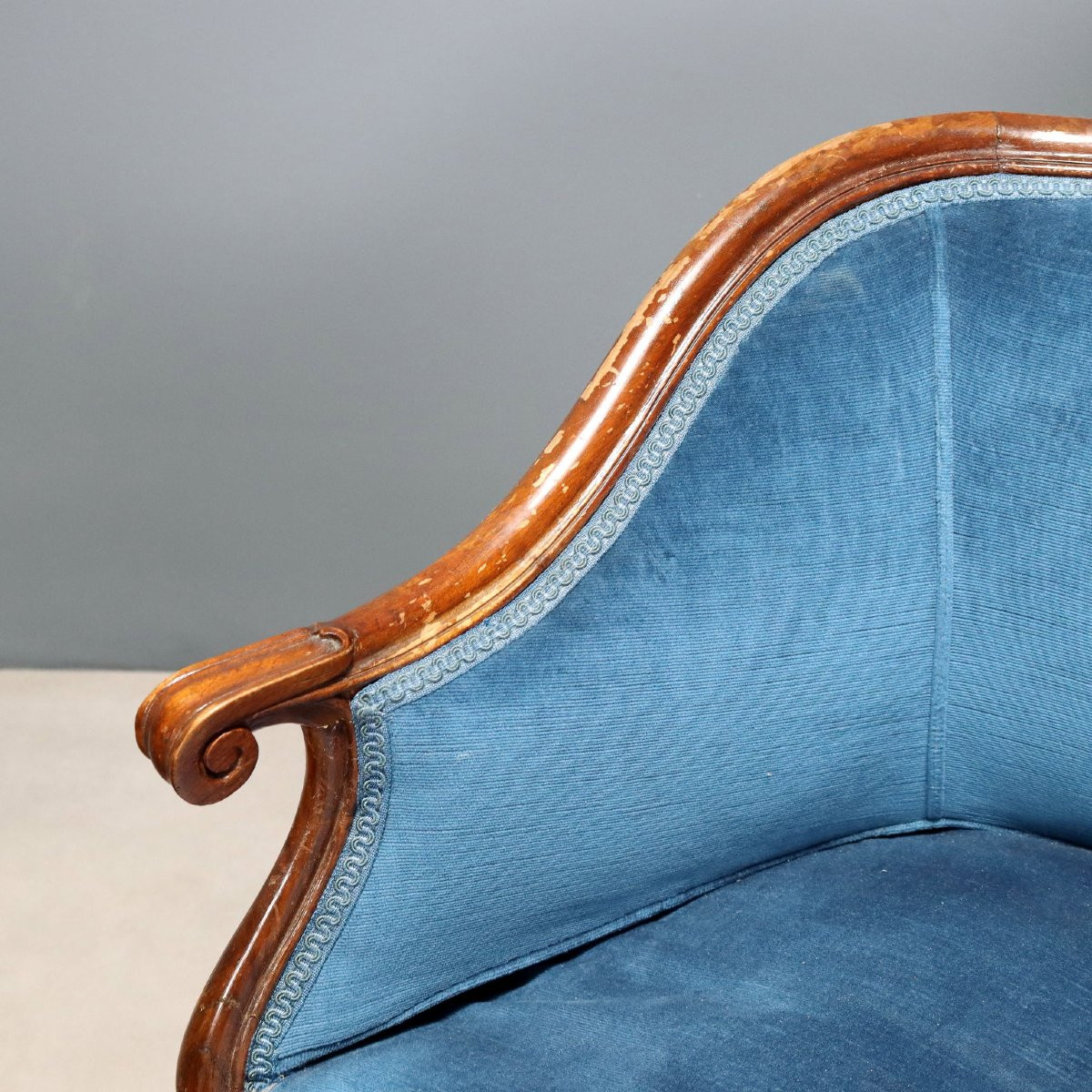 Coppia Poltrone con Pouf Italia Fine XIX Secolo-photo-3