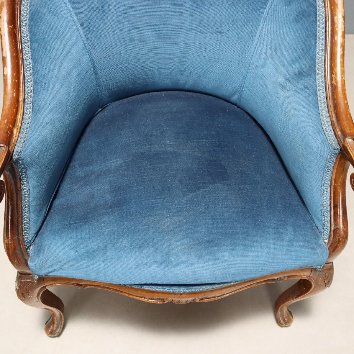 Coppia Poltrone con Pouf Italia Fine XIX Secolo-photo-2