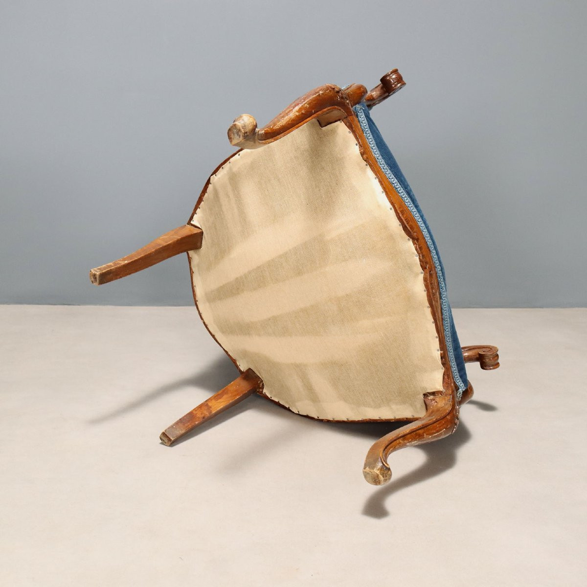 Coppia Poltrone con Pouf Italia Fine XIX Secolo-photo-4