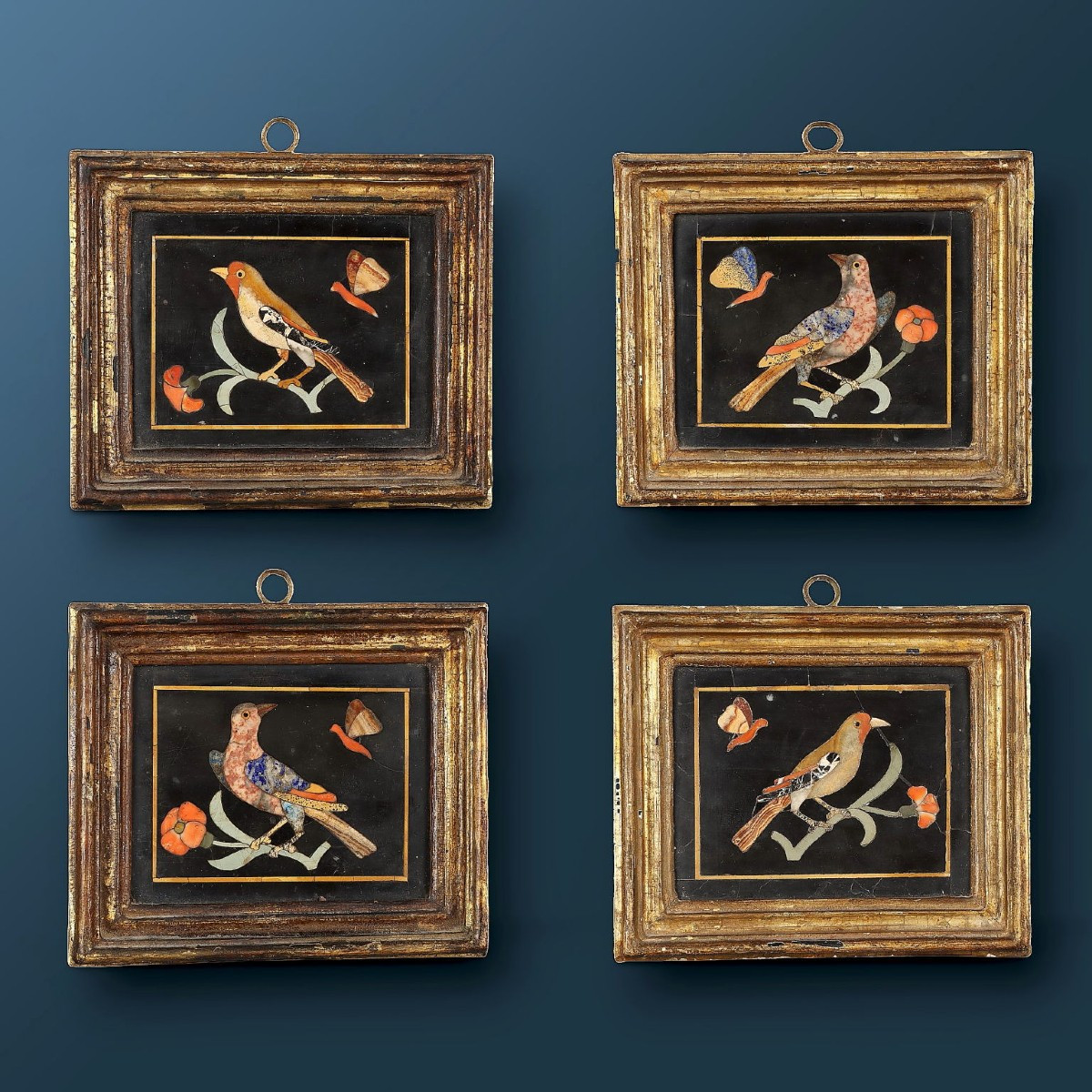 Quattro formelle in commesso fiorentino. Firenze, prima metà XVII secolo.