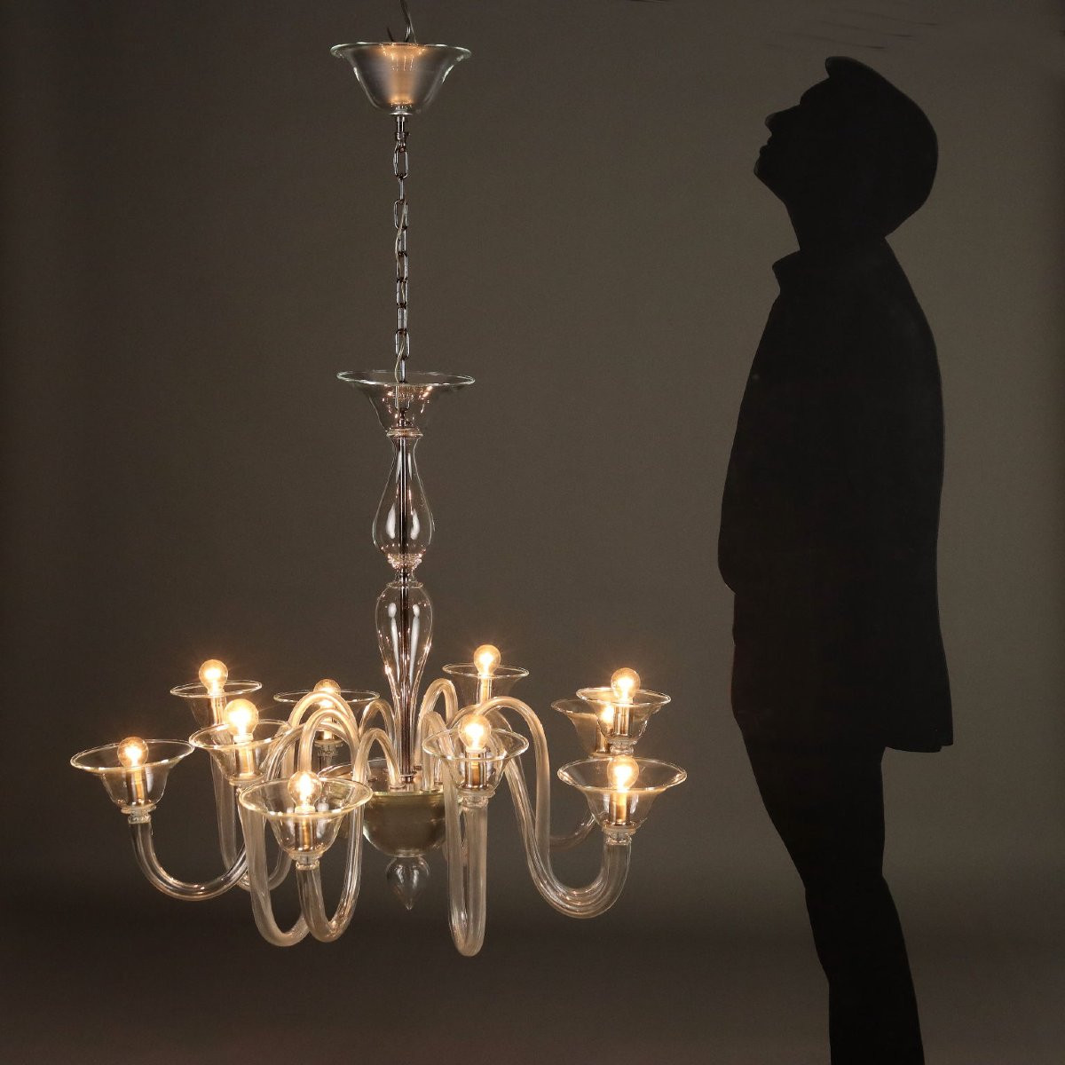 Lampadario Veneziano in Vetro Soffiato Italia XX Secolo-photo-2