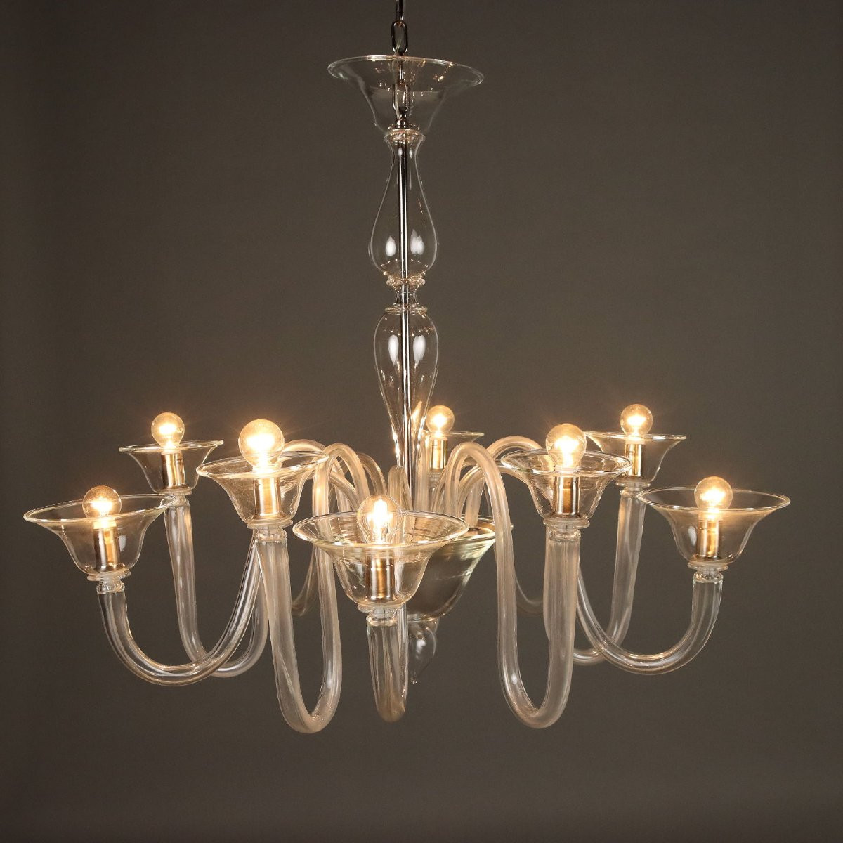 Lampadario Veneziano in Vetro Soffiato Italia XX Secolo-photo-3