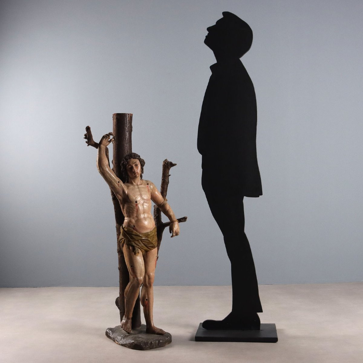 Scultura intagliata e policroma San Sebastiano XVII Secolo-photo-2