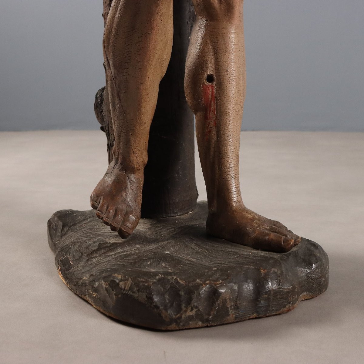 Scultura intagliata e policroma San Sebastiano XVII Secolo-photo-3