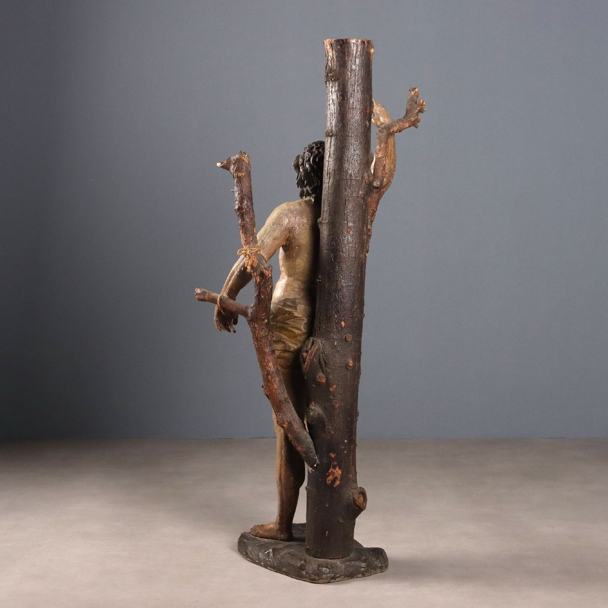 Scultura intagliata e policroma San Sebastiano XVII Secolo-photo-4