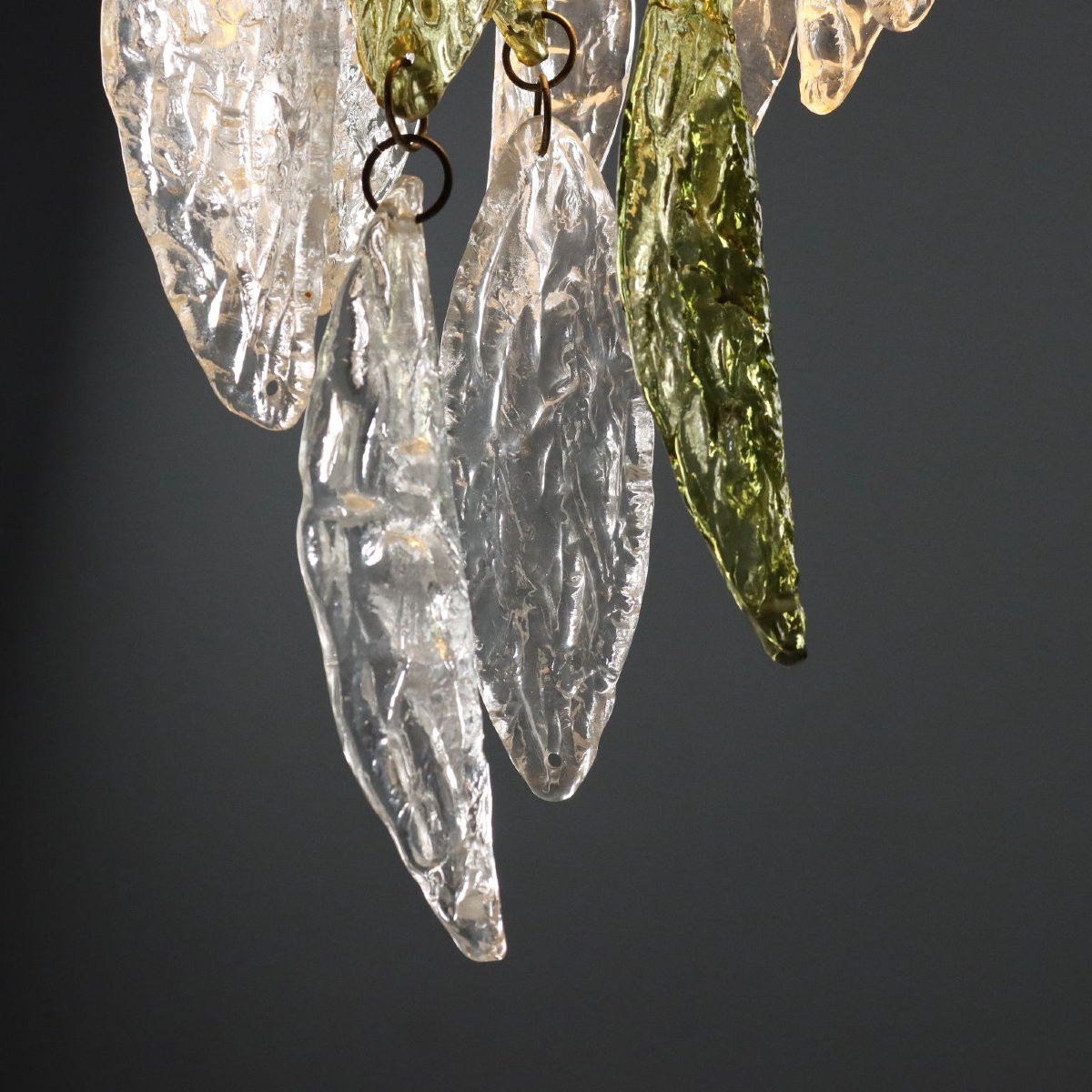 Lampadario con Foglie in Vetro Anni 70-photo-6