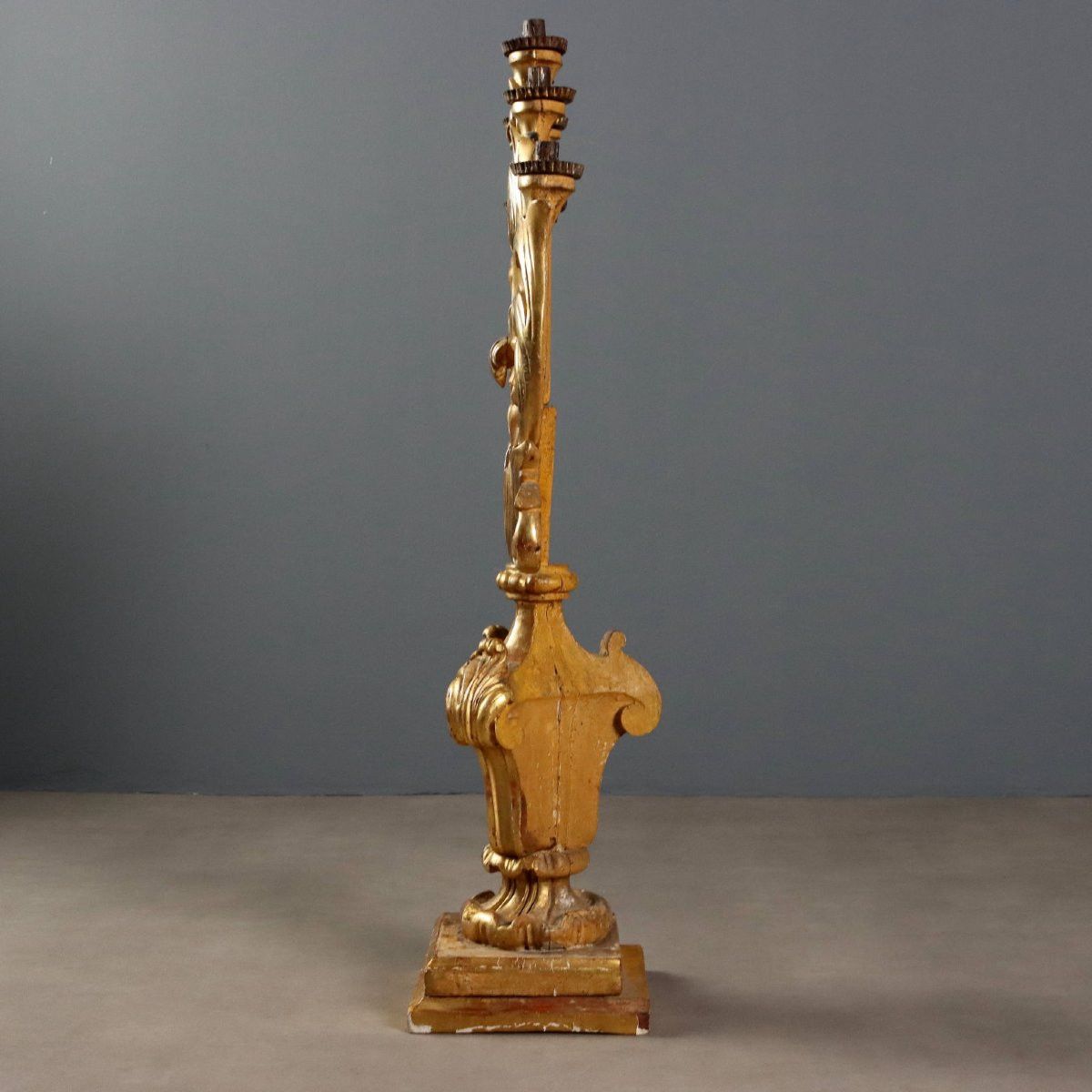Coppia di Torcieri in Legno dorato Italia XVIII Secolo-photo-1