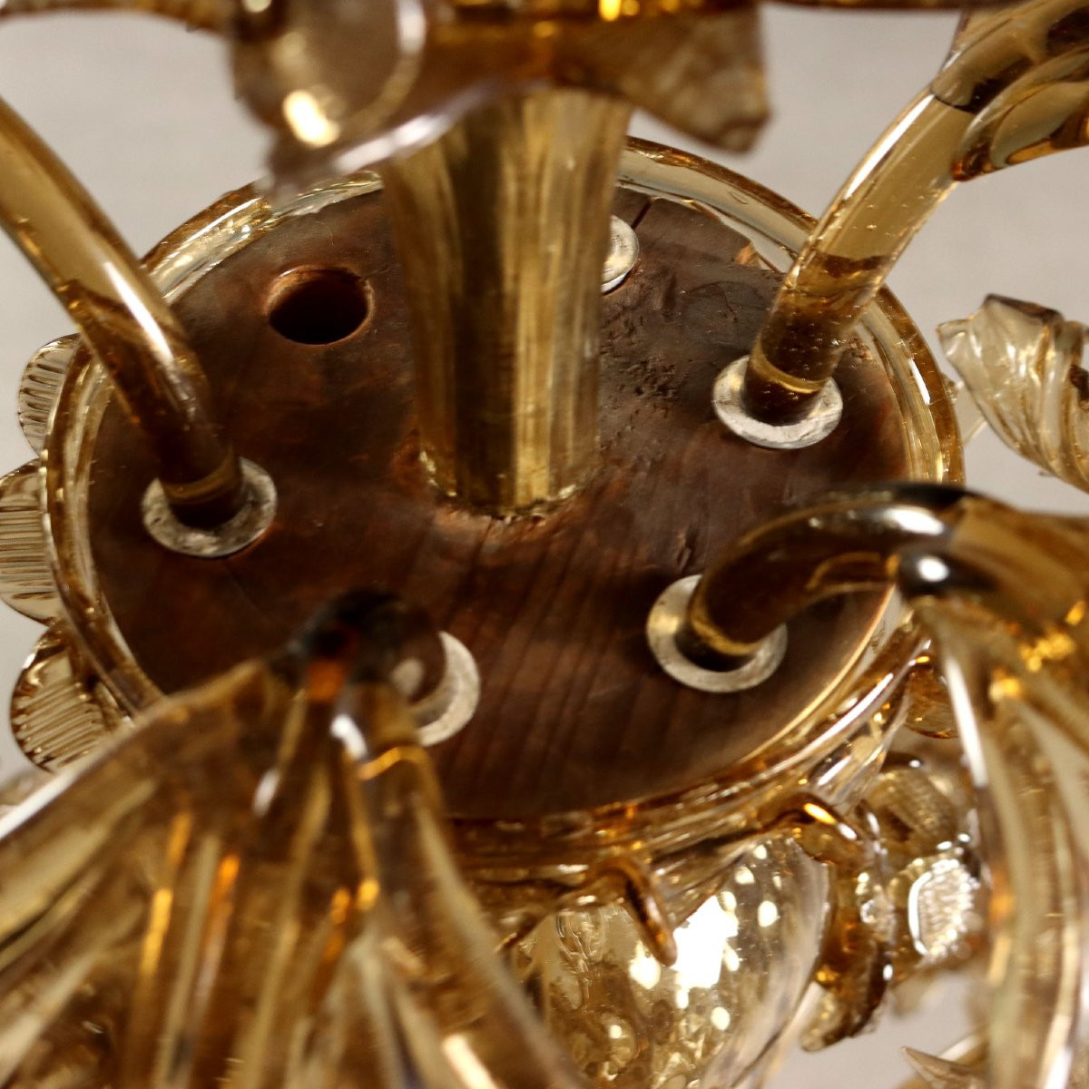 Lampadario in Vetro Soffiato Brunito Murano XIX Secolo-photo-4