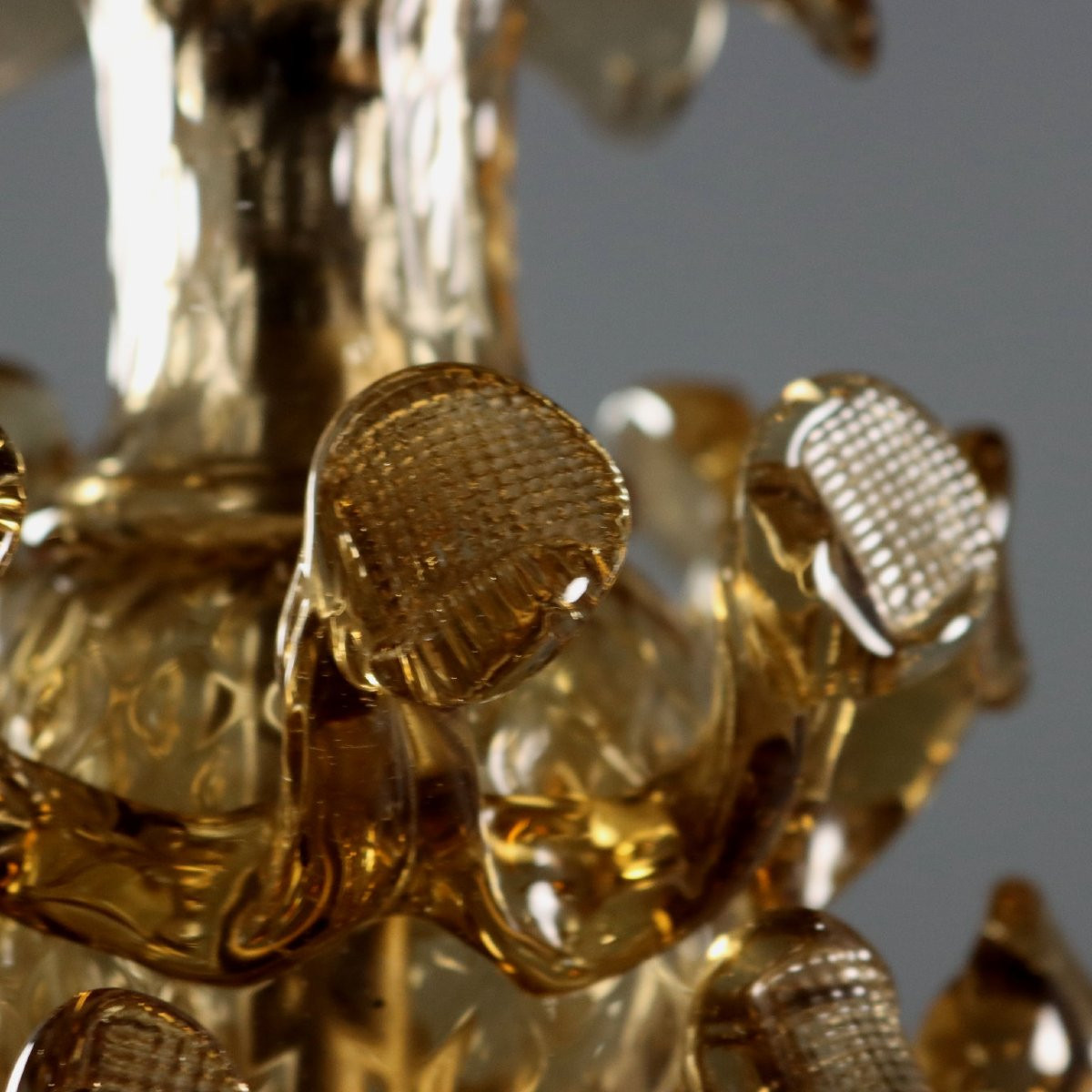 Lampadario in Vetro Soffiato Brunito Murano XIX Secolo-photo-5