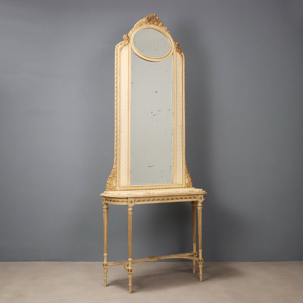 Consolle con Specchiera in Stile Neoclassico Italia Fine XIX Secolo