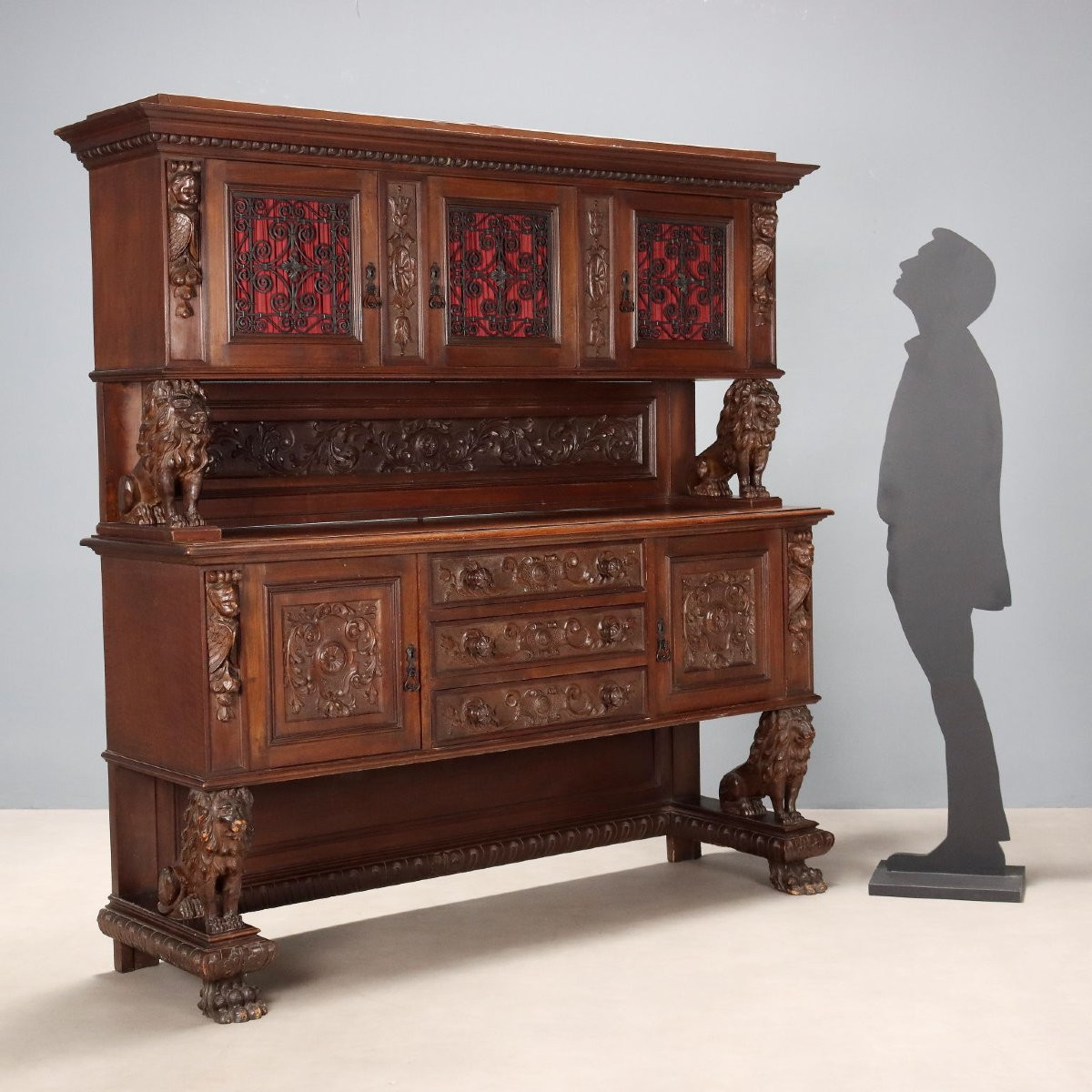 Credenza Doppio Corpo in Stile Neorinascimento Italia Inizio XX Secolo-photo-2