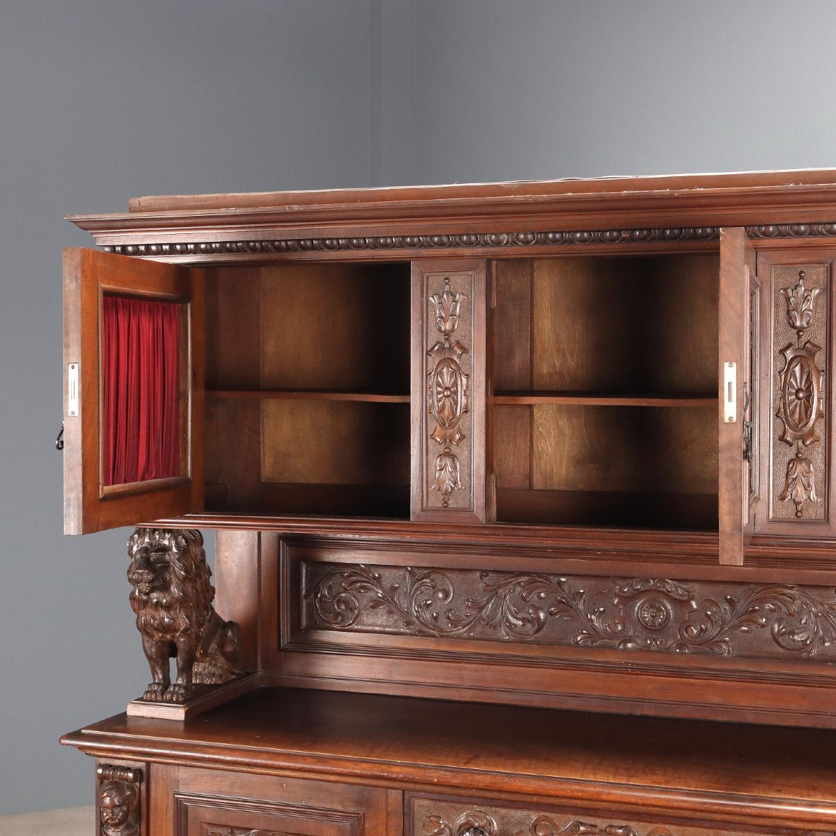 Credenza Doppio Corpo in Stile Neorinascimento Italia Inizio XX Secolo-photo-3