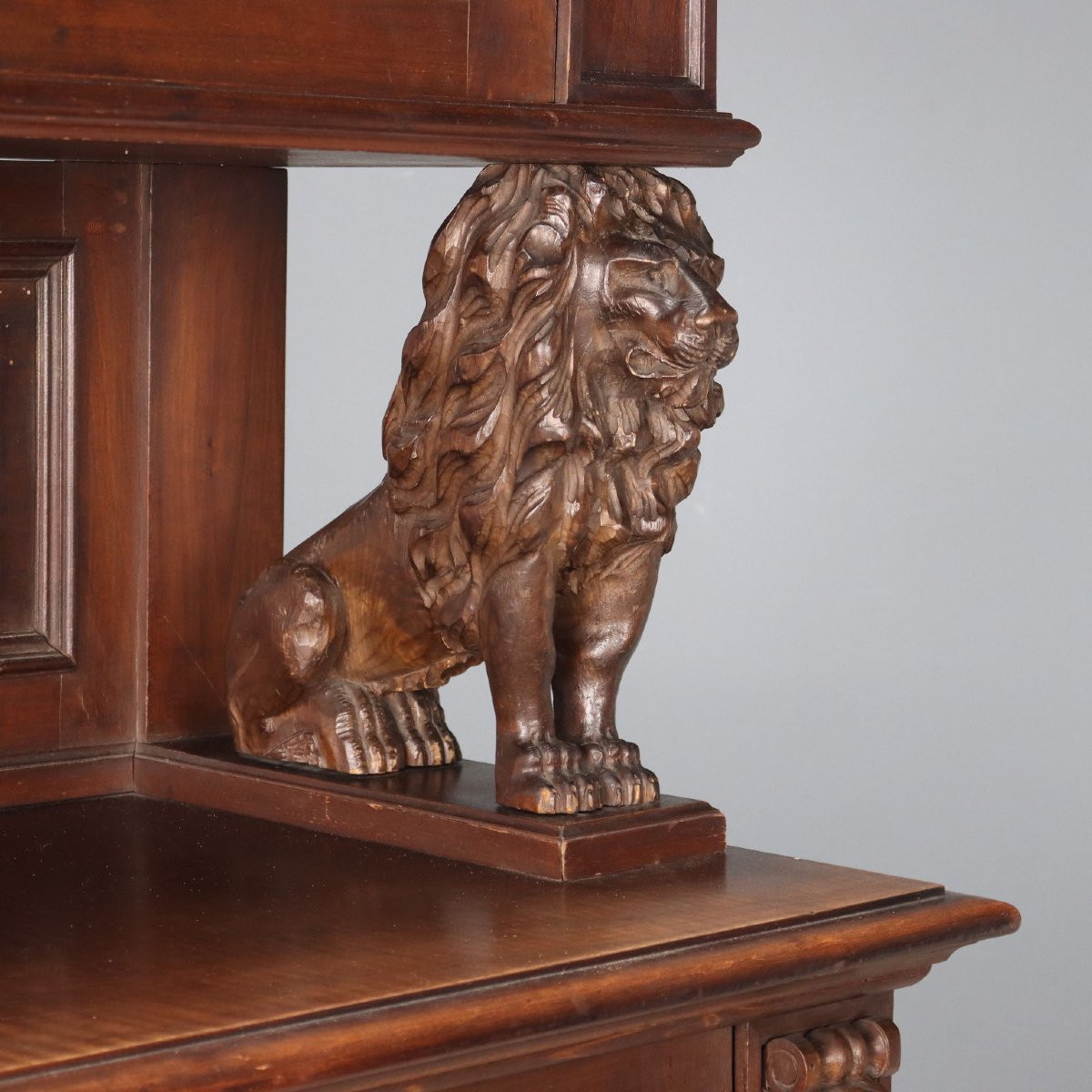 Credenza Doppio Corpo in Stile Neorinascimento Italia Inizio XX Secolo-photo-1