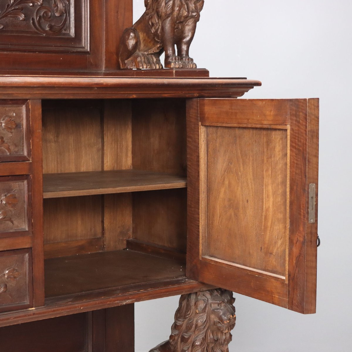 Credenza Doppio Corpo in Stile Neorinascimento Italia Inizio XX Secolo-photo-4