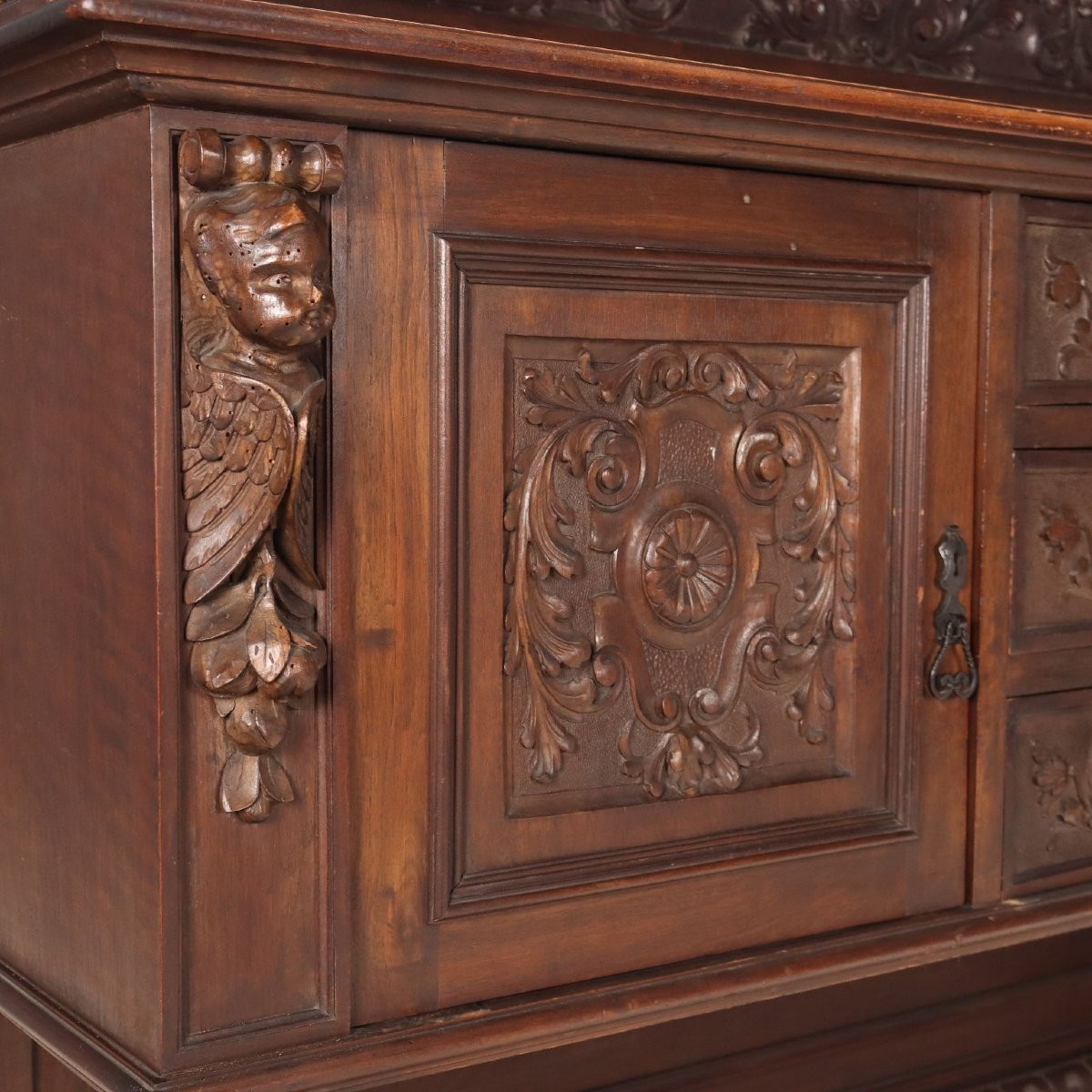 Credenza Doppio Corpo in Stile Neorinascimento Italia Inizio XX Secolo-photo-5