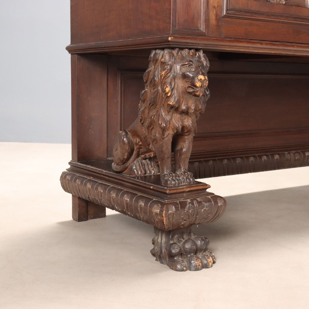 Credenza Doppio Corpo in Stile Neorinascimento Italia Inizio XX Secolo-photo-6