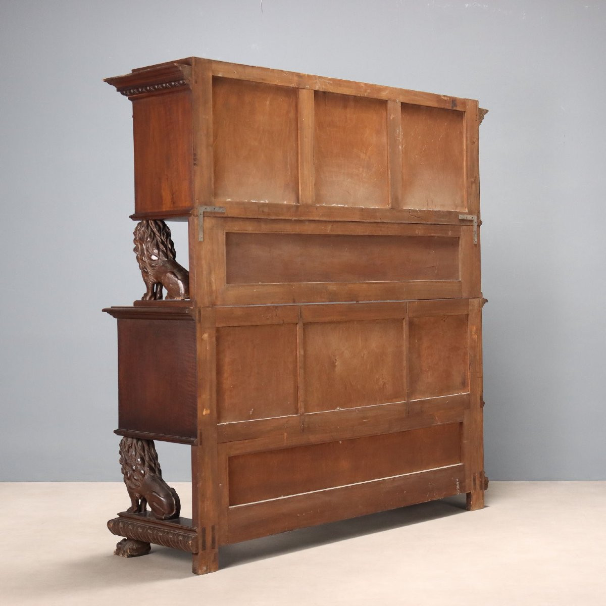 Credenza Doppio Corpo in Stile Neorinascimento Italia Inizio XX Secolo-photo-8