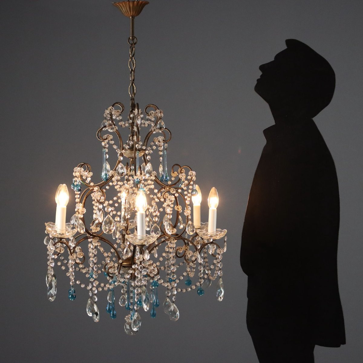 Coppia di Lampadari a Sei Luci Italia Fine XIX Secolo-photo-2