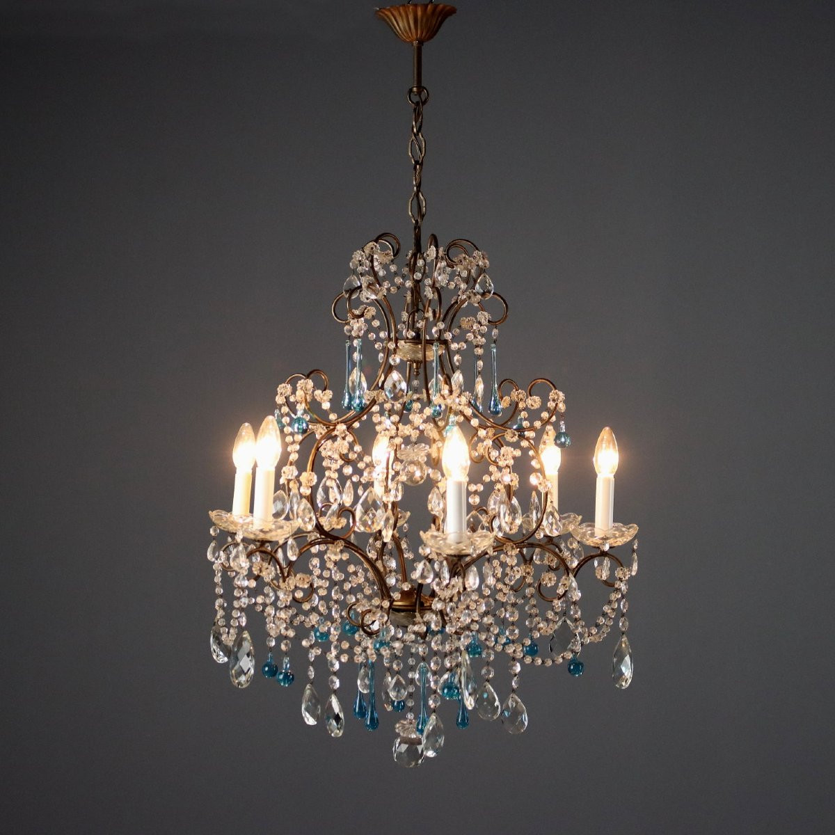 Coppia di Lampadari a Sei Luci Italia Fine XIX Secolo-photo-3