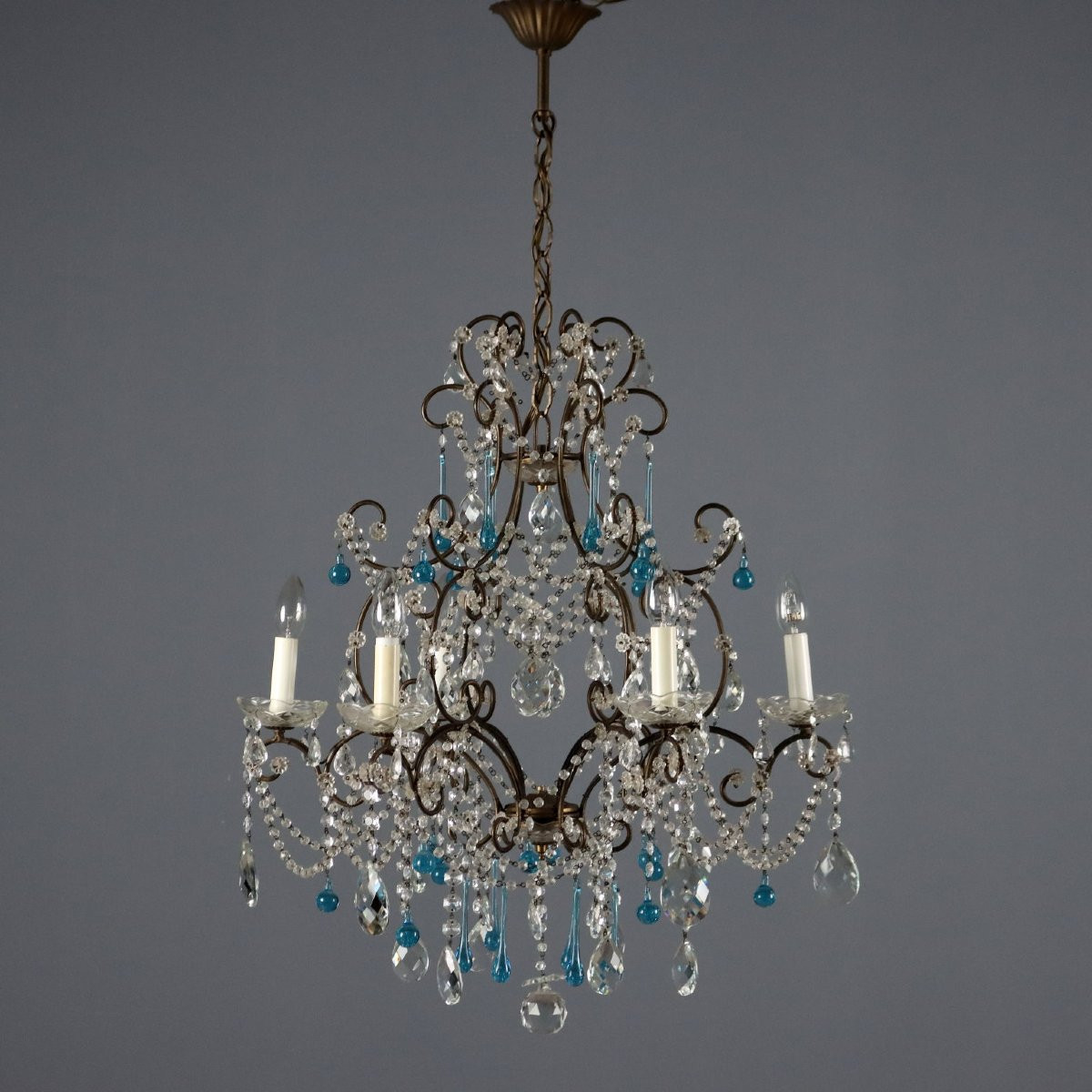 Coppia di Lampadari a Sei Luci Italia Fine XIX Secolo-photo-4