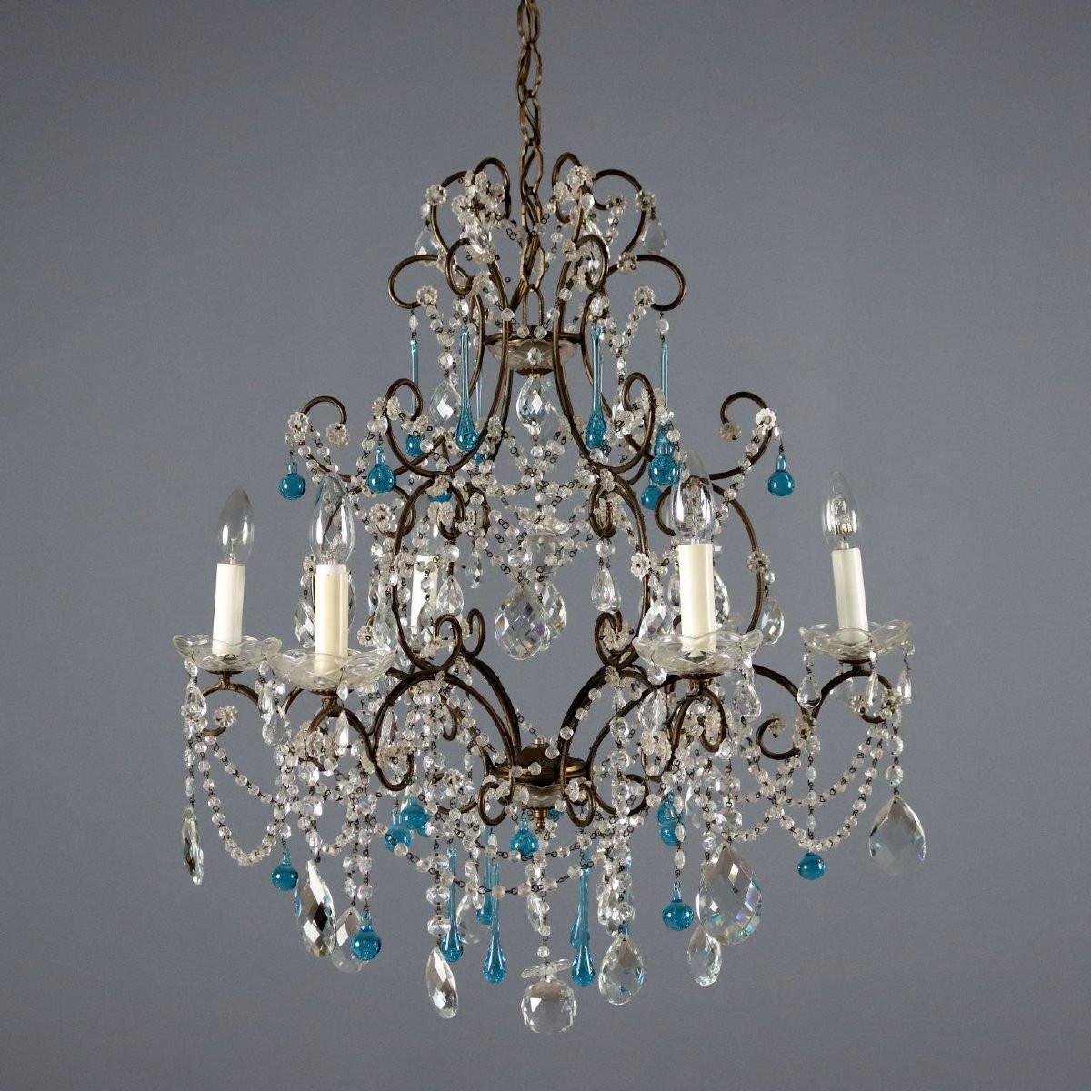 Coppia di Lampadari a Sei Luci Italia Fine XIX Secolo-photo-1