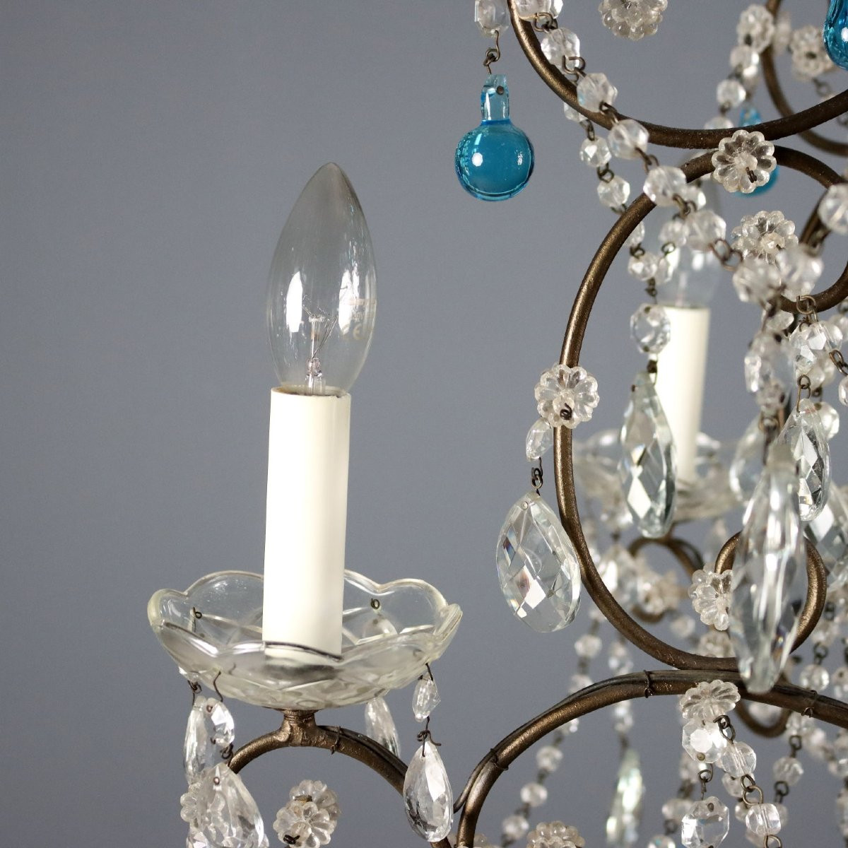 Coppia di Lampadari a Sei Luci Italia Fine XIX Secolo-photo-2