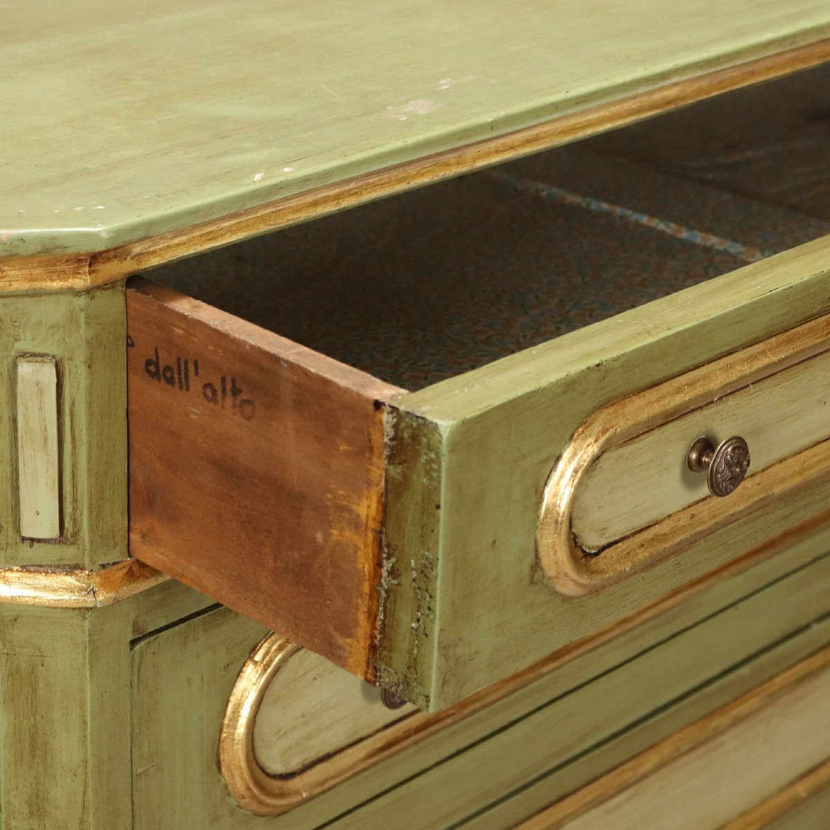 Cassettone Umbertino Laccato e Dorato Italia Fine XIX Secolo-photo-3