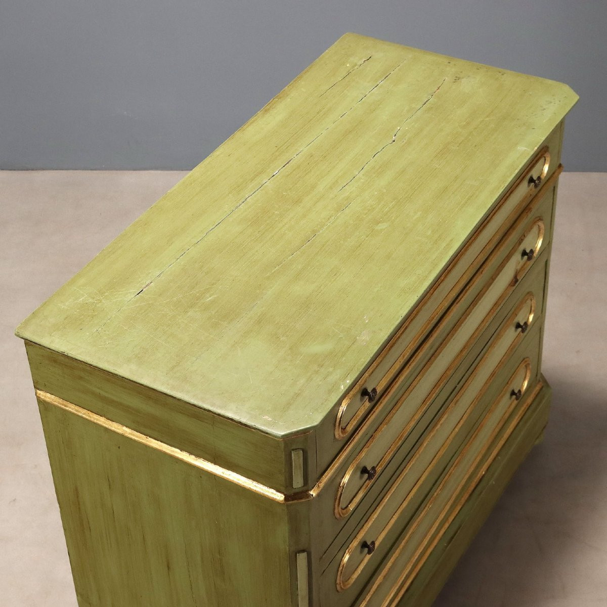 Cassettone Umbertino Laccato e Dorato Italia Fine XIX Secolo-photo-3