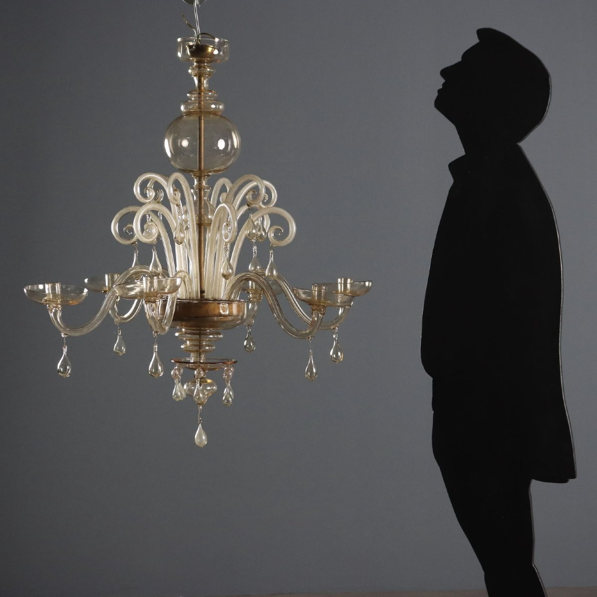 Lampadario in Vetro Soffiato Veneziano Murano XX secolo-photo-2