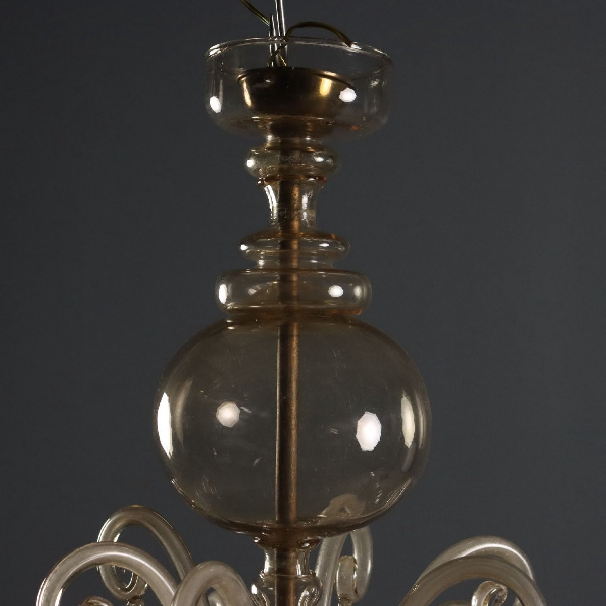 Lampadario in Vetro Soffiato Veneziano Murano XX secolo-photo-3