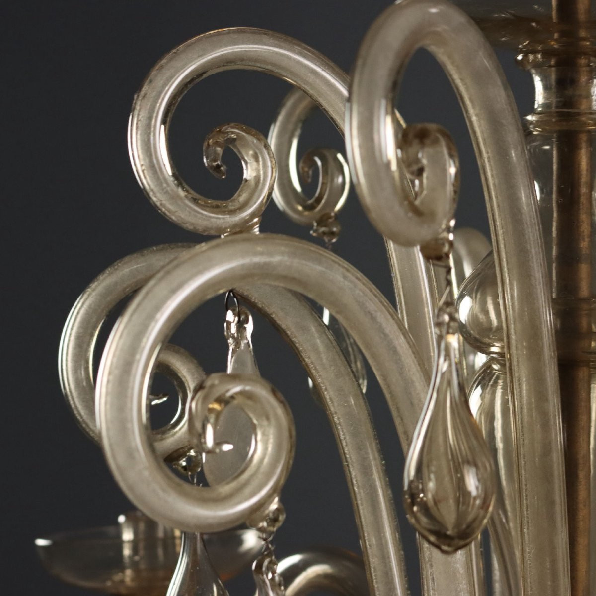 Lampadario in Vetro Soffiato Veneziano Murano XX secolo-photo-1