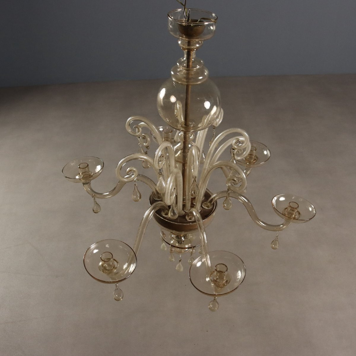 Lampadario in Vetro Soffiato Veneziano Murano XX secolo-photo-3