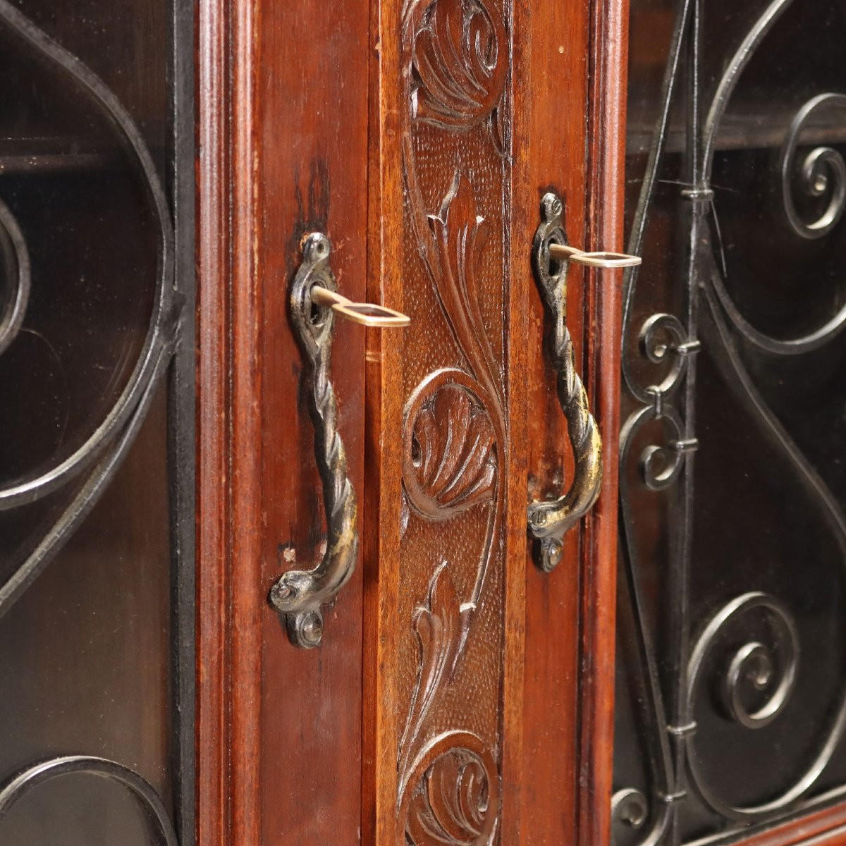 Libreria in Stile Neorinascimento in Noce Italia Inizio XX Secolo-photo-3