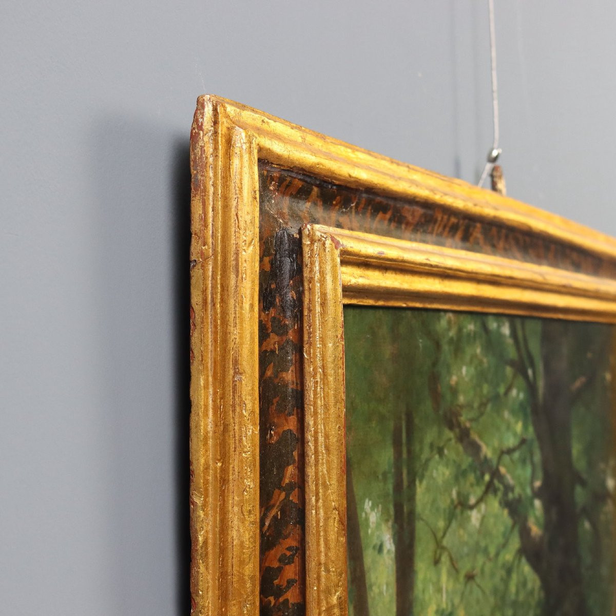 Dipinto Cerbiatti nel Bosco Francia XIX Secolo-photo-6